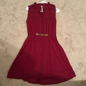 Short burgundy red dress. Size medium. Elevates a casual look.